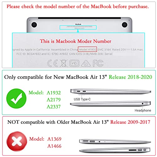 LanBaiLan Laptop Plastic Hard Shell Protective Case, Compatible for New MacBook Air 13 inch 2020 2019 2018 Release A2337 M1 A2179 A1932 Retina Display with Touch ID & Keyboard Cover, Grey Flowers - color: Grey flowers