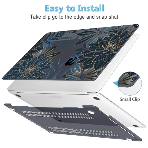 Mektron Designed Case for MacBook Pro 16 Inch A2141 Cover 2019 Release 16" with Liquid Retina Display/Touch ID, Plastic Hard Shell with Keyboard Skin & Screen Protector, Dahlia Flower C035 - color: Dahlia Flower C035