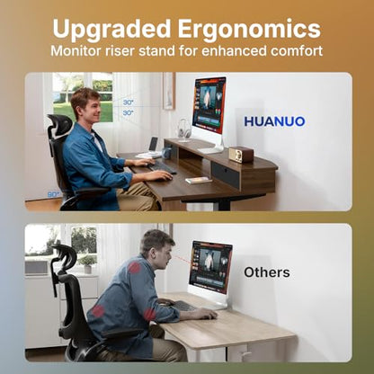 HUANUO 40" X 24" Electric Standing Desk with 2 Drawers, C-Clamp Mount Compatible, Height Adjustable Computer Desk, Home Office Stand Up Desk with 4 Preset Heights & 2 Hooks, Walnut - color: Walnut, size: 40" X 24"