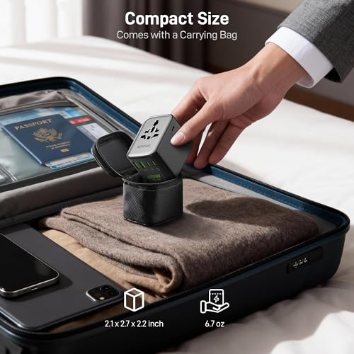 Epicka Pulse Duo 45W Universal Travel Adapter PD/QC 3.0, 2AC/2USB-C/2USB-A | International Power Adapter for EU/US/UK/AU, Fast-Charging for Multi-Device Use, Black - style: Pulse Duo 45W Black