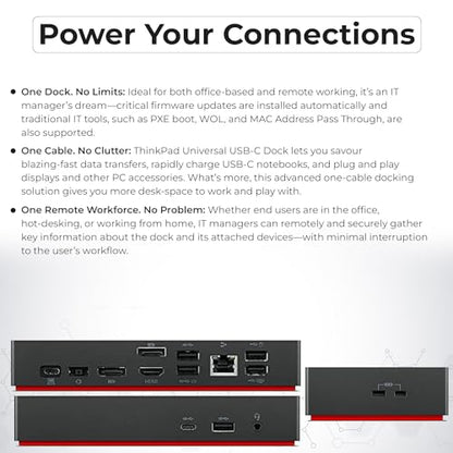 40AY0090US Lenovo Thinkpad Docking Station Dual Monitor - Supports 4K Display, Universal Lenovo Gen 2 Dock with 90W Adapter, HDMI, DisplayPort, USB-C Cables & Cloth (Renewed)