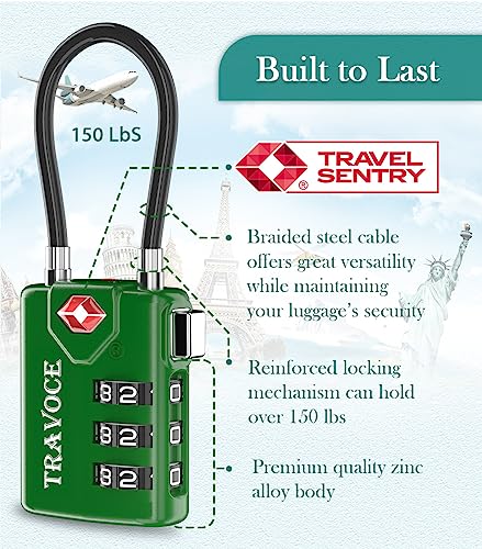 TSA Approved Luggage Locks, Travel Locks Which Also Work Great as Gym Locks, Toolbox Lock, Backpack and More 1,2,4,6 &10 pk (Army Green) - color: Army Green