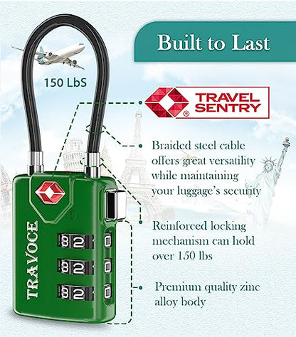 TSA Approved Luggage Locks, Travel Locks Which Also Work Great as Gym Locks, Toolbox Lock, Backpack and More 1,2,4,6 &10 pk (Army Green) - color: Army Green