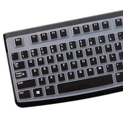 Silicone Keyboard Cover for Logitech K120 & MK120 Ergonomic Desktop USB Wired Keyboard, Logitech K120 & MK120 Keyboard Protective Skin US Layout (NOT Fit Other Model) -Black - color: Black