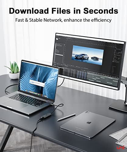 uni USB-C to Ethernet Adapter, 2.5 Gigabit Network Adapter [Thunderbolt 4/3 Compatible], USB 4 to Adapter 2.5Gbps, for MacBook Pro 2023 / Air 2022, Mac mini M2, Dell XPS, and More