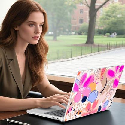 Batianda Case for Microsoft Surface Laptop 13 inch 2025 2026, Pink Stamens | Fits Model 2095, Artistic Patterns Ultra-Slim Lightweight Scratch-Resistant Hard Shell with Professional Protection - color: Pink stamens