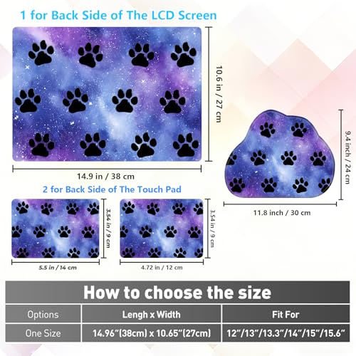 Laptop Skin Sticker Decal 15-15.6 Inch with Cute Mouse Pad, Universal Reusable Vinyl Sticker for 12.1 13 13.3 14 15.4 Inch Netbook and Notebook PC, Galaxy Paw Print - color: Galaxy Paw Print