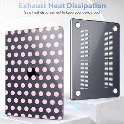 May Chen for MacBook Air 15 inch Case M5 M4 M3 M2 2026 2024-2023, Model A3448 A3241 A3114 A2941, Closes Seamlessly Hard Shell Laptop Cover with Keyboard Cover, Black Dots - color: Black Dots