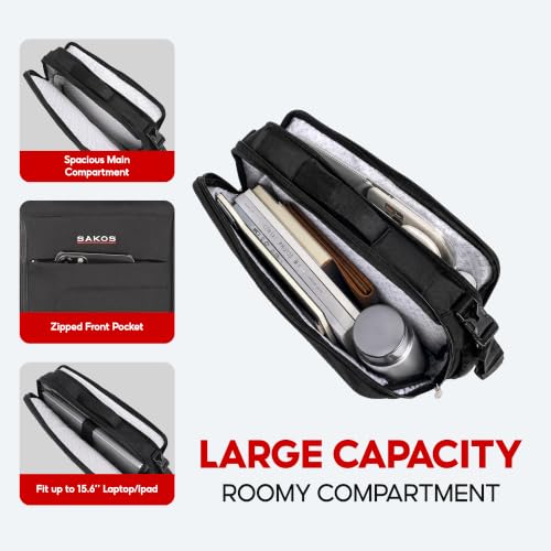 SAKOS Flash 3 in 1 Laptop Bag, 15.6 Inch Convertible Messenger, Shoulder Bag & Backpack, Water Repellent Travel Bag, Professional Work Bag for Men & Women, Briefcase with Laptop Compartment - Black - color: 3. Flash - Black