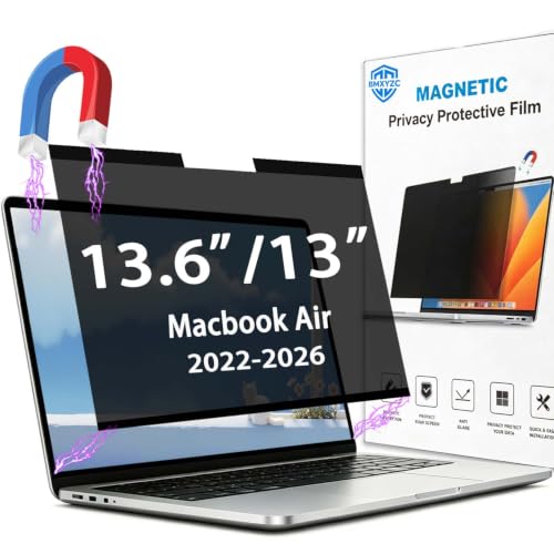 Magnetic Privacy Screen for Macbook Air 13.6/13 Inch (2022-2026, M2, M3, M4, M5), Removable Matte Anti Glare Blue Light Protector Private Security Filter for 26° 13.6 inch Mac Laptop Computer - size: Macbook Air 13.6"