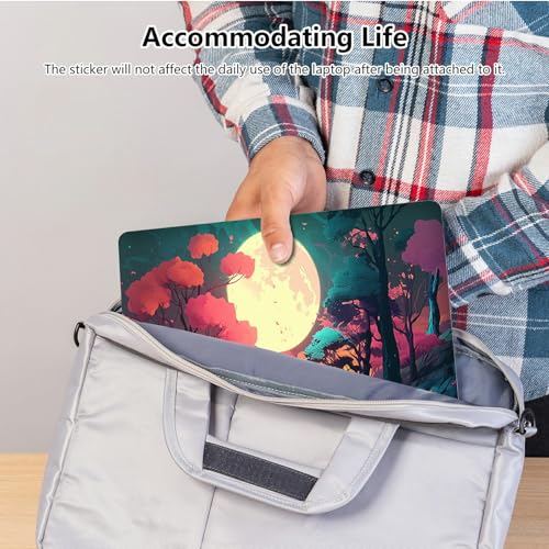Universal Laptop Skin Sticker with 2 Wrist Pad Skins, Waterproof Scratch Resistant Vinyl Laptop Cover Decal, Cut to Fit for 11–15.6 Inch MacBook HP Dell Lenovo, Full Moon Forest - color: Full Moon Forest