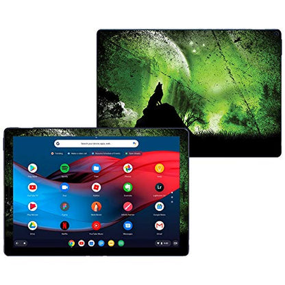 MightySkins Skin Compatible with Google Pixel Slate 12.3" (2018) - Howling Wolf | Protective, Durable, and Unique Vinyl Decal wrap Cover | Easy to Apply, Remove, and Change Styles | Made in The USA - color: Howling Wolf