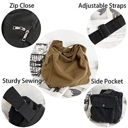 KlaOYer Canvas Messenger Bag Large Hobo Bag Crossbody Shoulder Bag Tote Bag with Pocket for Women and Men - color: Green 2