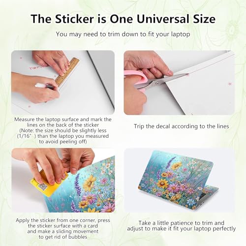 Laptop Skin Sticker Decal, Universal Reusable Vinyl Laptop Cover for 12" 13" 13.3" 14" 15" 15.4" 15.6" Notebook PC, Reusable Waterproof Scratch-Resistant with 2 Wrist Pads,Colourful Wildflowers Floral - color: Colourful Wildflowers Floral
