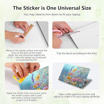 Laptop Skin Sticker Decal, Universal Reusable Vinyl Laptop Cover for 12" 13" 13.3" 14" 15" 15.4" 15.6" Notebook PC, Reusable Waterproof Scratch-Resistant with 2 Wrist Pads,Colourful Wildflowers Floral - color: Colourful Wildflowers Floral
