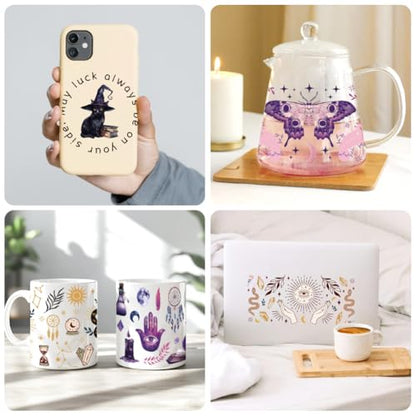 UV DTF Cup Wraps Transfer Stickers Bohemian Divination Pattern, 10 Sheets Waterproof Custom Vinyl Transfer Sticker 16oz Coffee Glass Cup Tumbler Bottle Mug Decals for Men Women | Waterproof UV DTF Stickers, Custom Vinyl Decals for 16oz Coffee Cups Tumbler