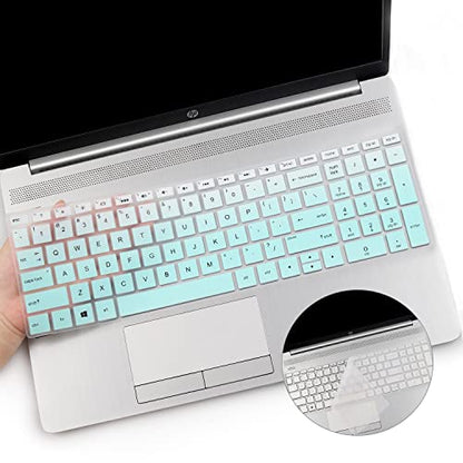 2PCS Keyboard Cover for HP Laptop 15.6 15-dw 15-dy 15-ef 15-da/db 15t-dy200 15t-dw300 15-dy2703dx, 17.3 HP Laptop 17-by 17t-by500 17-by4061nr by1053dx, Envy x360 15m-dr/ds 17-bs/bw,Spectre x360 15-EB - color: MintGreen+Clear