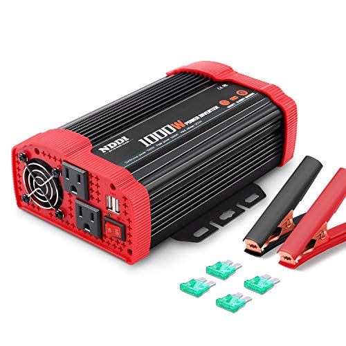 1000W Car Power Inverter | DC 12V to AC 110V Car Inverter with Dual AC Outlets and Dual 3.1A Quick Charging USB Port Car Adapter - size: 1000W