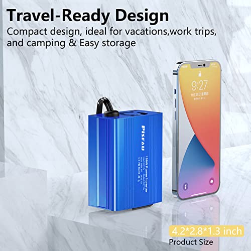 150W Car Power Inverter DC 12V to 110V AC Converter with 3.1A Dual USB Power inverters for Vehicles,Road Trip Essentials Camping Accessories Blue - color: Blue