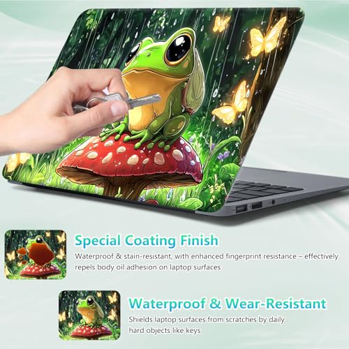 Laptop Skin Sticker Decal 12"-15.6" Universal Laptop/Notebook/Netbook Vinyl - Waterproof Scratch Resistant,Fits HP Dell Lenovo MacBook,2 Free Wrist Pads,Easy Apply & Remove,Cute Frog Mushroom - color: Cute Frog Mushroom