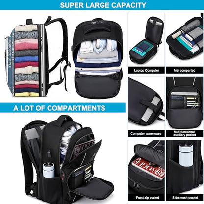 CAFELE TSA Friendly Flight Approved Business Backpack, Water-resistant Lightweight School Rucksack, Durable Large Weekender Bag Daypack (Black, 17.3 Inch) - color: Black