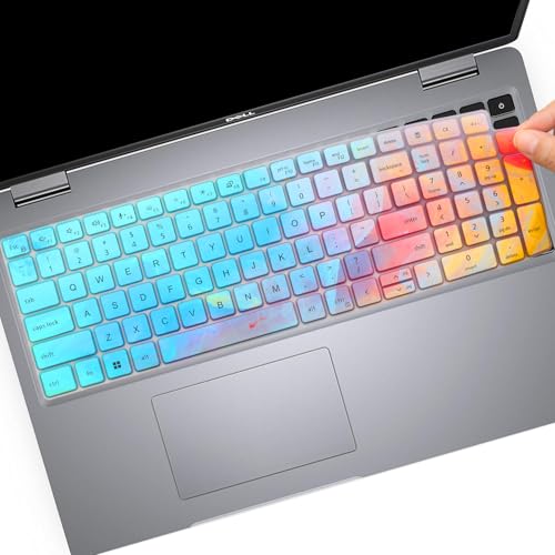 Colorful Keyboard Cover for 2025-2023 15.6" Dell Latitude 3550 3540 5550 5540 5520 5521, Precision 3590 3591 3580 3581 3560 3570 3561 3571 15.6 inch Laptop US Layout - color: Colorful