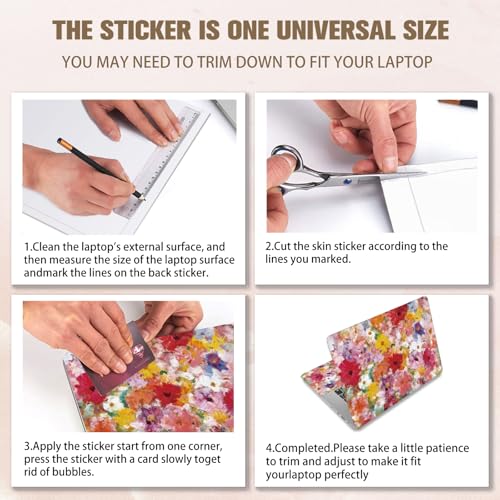 PLIGREAT 15 Inches Laptop Decal Sticker Skin Cover, Oil Painting Florals Laptop Stickers Skins Decal Fits 12-15 Inch Laptops Universal Removable Vinyl Notebook Art Protector Cover Decals, Red Yellow - color: Red Yellow