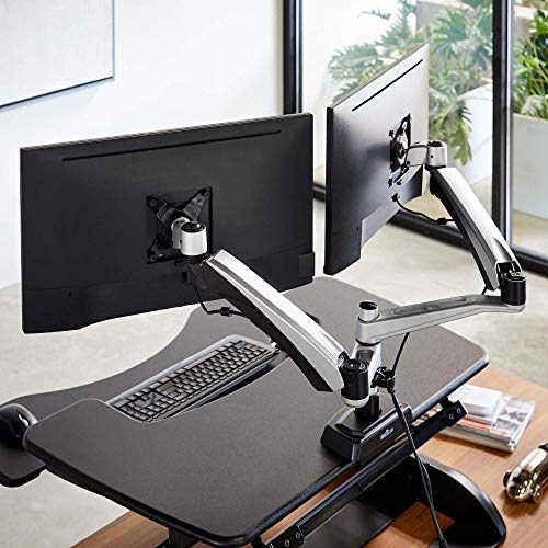 Vari Dual Monitor Arm - VESA Monitor Mount w/ 360 Degree Adjustment - Monitors up to 27 inches, 19.8 lbs - Double Monitor Arms with Full Adjustability - Computer Monitor Stand for Home or Office - style: Dual-Monitor Arm