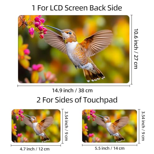 Universal Laptop Skin Sticker Decal, 12"-15.6" Aesthetic Vinyl Wrap, Hummingbird Pink Flowers Waterproof Notebook Cover Art Protector for MacBook HP Dell Lenovo, Fits 13" 14" 15" 15.6" - color: Hummingbird Feeding Pink Flowers
