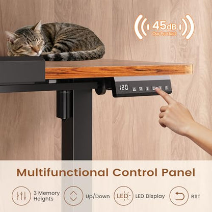 SEDETA 47 x 24 Inches Electric Standing Desk, 180° Tiltable Mobile Rising | Computer Desk Height Adjustable with Wheels for Drawing/Writing/Gaming/Study/Home Office/Small Space, Rustic Brown - color: Rustic Brown, size: 47 x 24 Inches