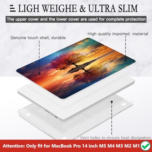 CISSOOK Compatible with MacBook Pro 14 inch Case M5 M4 M3 M2 M1 2026-2021 | A3434 A3427 A3426 A3112 A3185 A3401 A2918 A2992 A2779 A2442, 5in1 Set Anti-Scratch Hard Shell Case Tree Landscape - color: Tree Landscape
