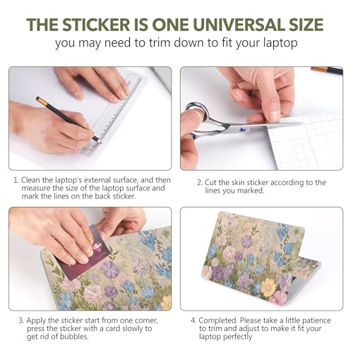 AIMSA 12 13 13.3 14 15.4 15.6 inch Laptop Skin Sticker Decal, Universal Netbook Skin Sticker Notebook Art Decal Protector Cover, Beautiful Flowers - color: Beautiful Flowers