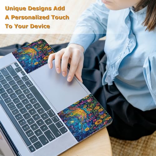 Universal Laptop Skin Sticker with 2 Wrist Pad Decals, 3-Piece Removable Vinyl Laptop Cover, Oil Painting Sunflower Waterproof Anti-Scratch, Easy-Trim Fit for 13.3" 14" 15.6" Laptops - color: Oil Painting Sunflower