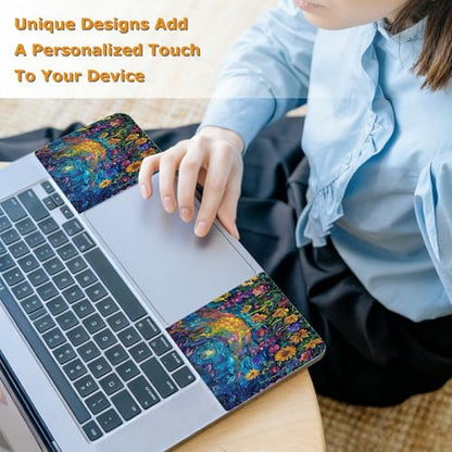 Universal Laptop Skin Sticker with 2 Wrist Pad Decals, 3-Piece Removable Vinyl Laptop Cover, Oil Painting Sunflower Waterproof Anti-Scratch, Easy-Trim Fit for 13.3" 14" 15.6" Laptops - color: Oil Painting Sunflower
