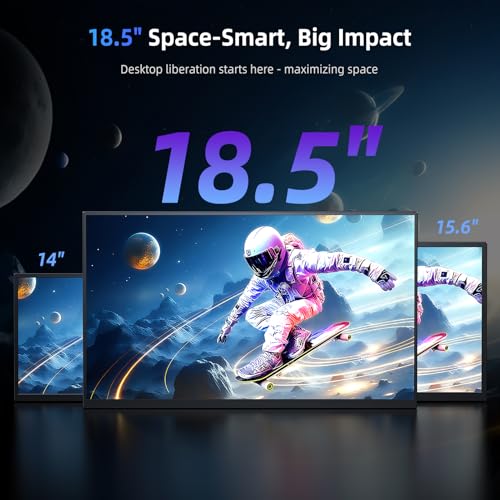 EVICIV Portable Monitor 18.5” 120Hz, 125% sRGB FreeSync 1ms Gaming Monitor | 350Nits | USB-C & MINI HDMI | VESA & Stand | Large Travel External Second Screen for Laptop, Computer, Game Consoles - size: 18.5 Inches