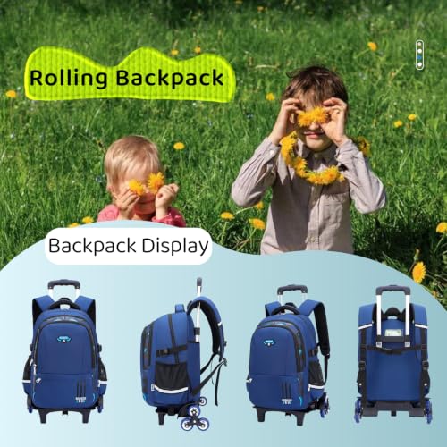 Mfikaryi Solid Color Elemetary Rolling Backpack,Camo Prints Kids Wheeled School BookBag,Backpack with wheels for boys - color: Black Yellow