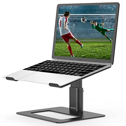 BoYata Laptop Stand, Ergonomic Aluminum Height Adjustable Computer Stand Laptop Riser Holder for Desk, Compatible with MacBook Pro/Air, Dell, Lenovo, HP, Samsung, More Laptops 11-17" - color: Black