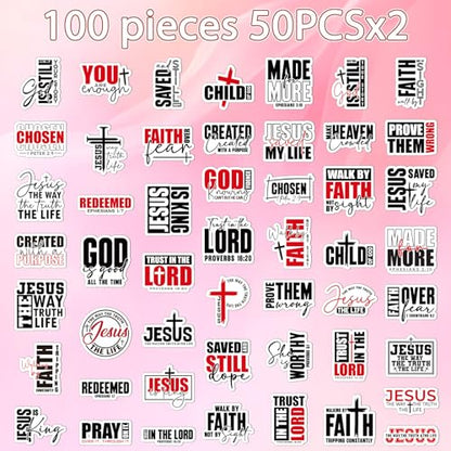 100 Pcs Bible Verse Christian Stickers Religious Faith Sticker | Prayer Bible Stickers, Matte Waterproof Vinyl, Scripture Faith, Religious Decals for Luggage Laptop Journal - style: Bible Verse