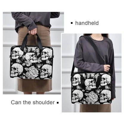 MNSRUU Laptop Bag for 15.6 inch Black Gothic Bats - color: Skull A10809