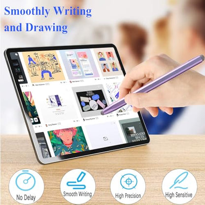 2-in-1 Stylus Pen for Touchscreen with Magnetic, Kenkor 2PCS Stylus Pencil | Stylus for Nintendo Switch/Apple iPad/Air/Mini/Pro/iPhone/Android/Huawei/Samsung/Galaxy All Touch Screen Devices-Purple/Pink - color: Purple+Pink