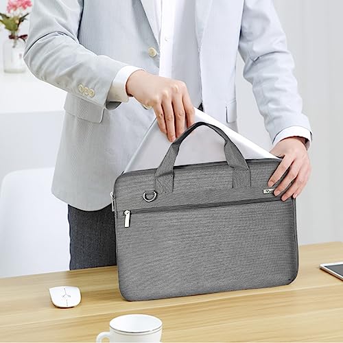 Voova Laptop Bag 17 17.3 Inch, 360° Protective Laptop Case Sleeve with Shoulder Strap Compatible with 17-18 Inch Lenovo Asus Acer Dell Hp, Waterproof Computer Bag Slim Briefcase for Men Women, Grey - color: Grey, size: 17-17.3 inch
