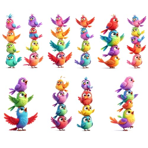 10P Funny Colorful Birds Vinyl Decals on Branch Wall Car Home for Girl Boys | Easy to Peel and Stick, Waterproof, with Vibrant Colors and Lively Designs Suitable for a Variety of Occasions - color: Colorful-10p