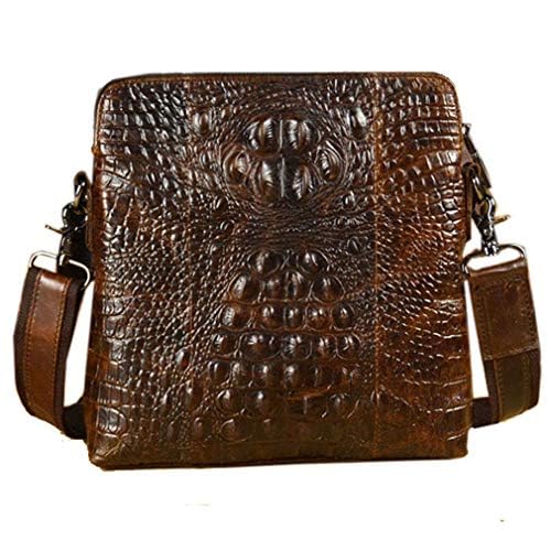 Hebetag Small Leather Sling Shoulder Bag Messenger Pack for Men Women Outdoor Travel Business - color: #23coffee