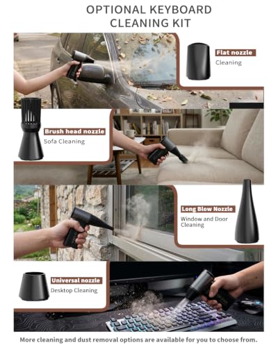 Compressed Air Duster, 130000RPM Super Power Electric Air Duster for PC Keyboard, 5-Speed Turbo Fan, Rechargeable Dust Air Blower for Electronics, Keyboard, Home & Outdoor Cleaning, Black - color: Jm02-black