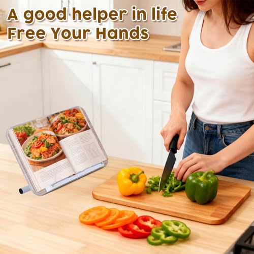 2 in 1 Dual-use Music Stand & Desktop Book Stand, Adjustable Height 16.5"-51", 100% Solid Wood Laptop Floor Stand Book Holder with Elastic Page Clips for Cookbooks (White) - color: White