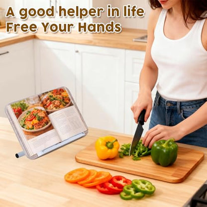 2 in 1 Dual-use Music Stand & Desktop Book Stand, Adjustable Height 16.5"-51", 100% Solid Wood Laptop Floor Stand Book Holder with Elastic Page Clips for Cookbooks (White) - color: White