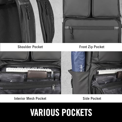 The Kenneth Cole REACTION Ryder 17-Inch Coated Polyester Travel Laptop Backpack Bag, Black - style: Backpack