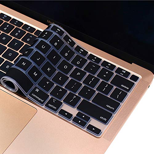 Silicone Keyboard Cover Skin for MacBook Air 13.3 inch A2337 M1 Released in Nov. 2020 US Layout Ultra Thin Protector Cover Skin NOT for 13.6" M4 M3 M2 A2681 A3113 A3240 - color: Black