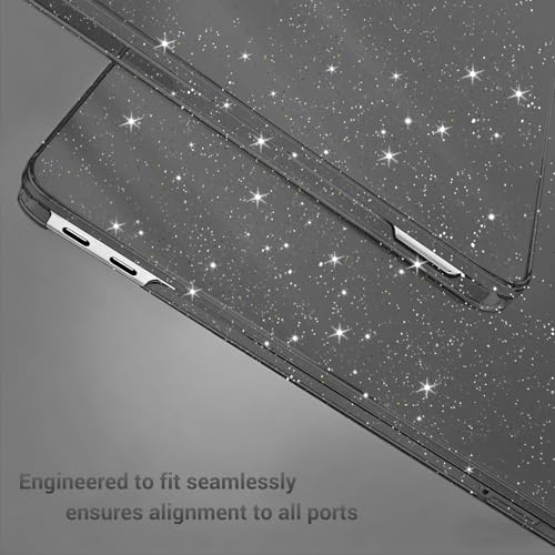 MOSISO Glitter Cover Compatible with MacBook Neo Case 13 inch 2026 Release Model A3404 with A18 Pro Chip, Crack-Resistant Protective Sparkly Hard Shell Case&Keyboard Cover&Screen Film, Black - color: Black