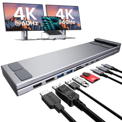 9 in 1 USB C Laptop Dock Stand with HDMI+DP,4K Dual Monitor PD 100W | Single 8K for Windows DP 1.4 or Dual 4K for Win and Mac,2 USB A 3.0, PD 100W, USB C 3.0+SD&TF for Mac Windows, Mac, ChromeOS - style: M93 9 in 1(HDMI+DP)